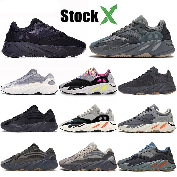 

700 v2 kanye triple black teal blue 3m men running shoes wave runner solid grey fashion magnet women sport white gum, White;red
