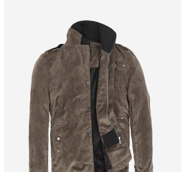 

mens winter solid cargo jackets panelled zipper fly windrunner stand collar long sleeved cotton jacket mens clothing, Black;brown