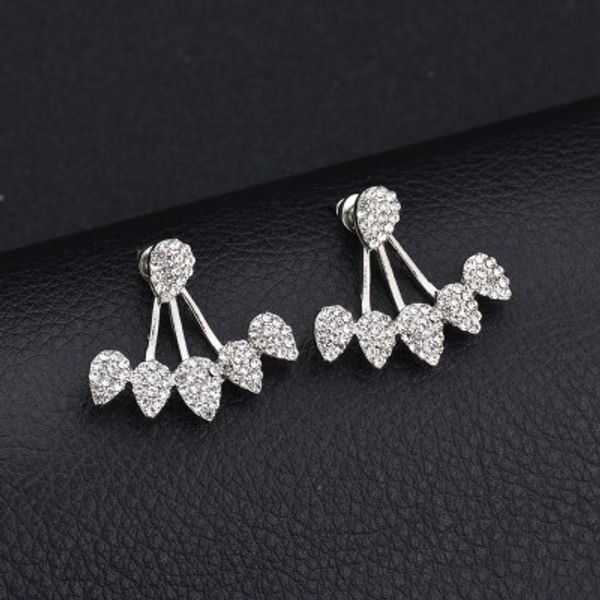 

korean jewelry korean jewelry new crystal front back double sided stud earrings for women fashion ear piercing earing e1272, Golden