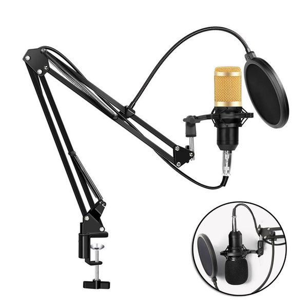 BM800 Конденсаторный аудио 3,5 мм проводной микрофон Профессиональный студийный микрофон для веб-трансляции Радио Поющий микрофон Держатель