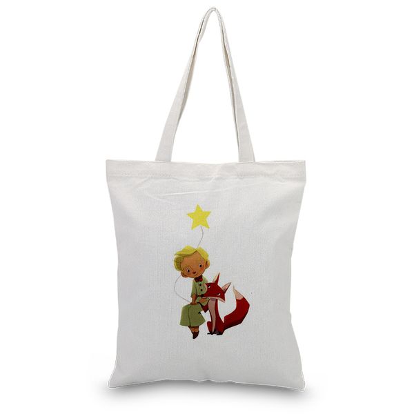 

little prince serial canvas tote bag custom print logo text daily use handbag diy eco ecologicas reusable shopping bag recycle