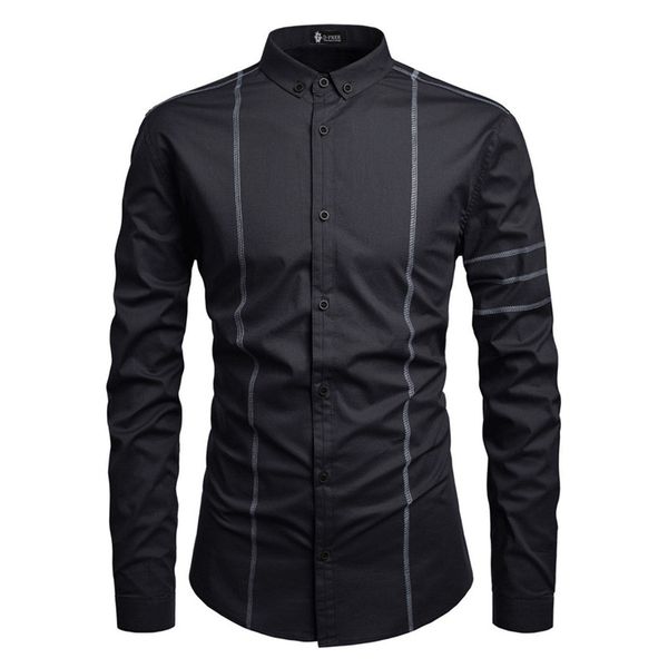 

new fashion camisa masculina long sleeve shirt men slim fit design formal casual brand male dress shirt size -2xl, White;black