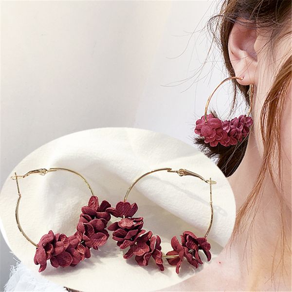 

2019 new arrivals est fashion petal combination brincos oorbellen bijoux geometric big circle hoop earrings women jewelry, Golden;silver