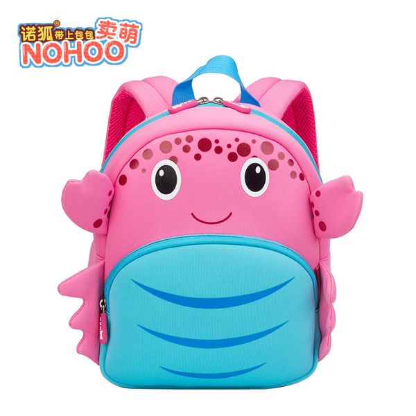 

nohoo cute small bookbag 3-6-year-old children kindergarten preschool backpack ultra-light pink crab backpack new