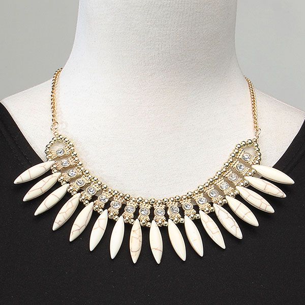 

fashion women crystal pendant chain choker chunky statement bib necklace, Golden;silver