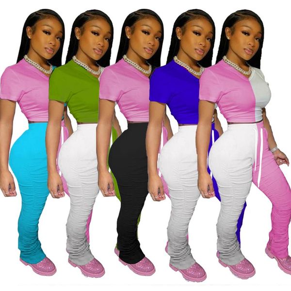 

два piece set summer женщины tracksuit crop top комбинированную pant 2 шт наборы женщин комплекты для сращивания matching наборы пот костюмы, White