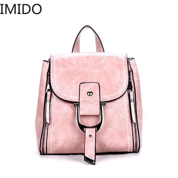 

imido new pu leather women backpacks designer ladies multifunction school bag for teeanger girl's 2019
