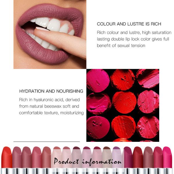 

velvet matte lipstick long lasting lip tint nude lipsticks makeup tool gifts qs888