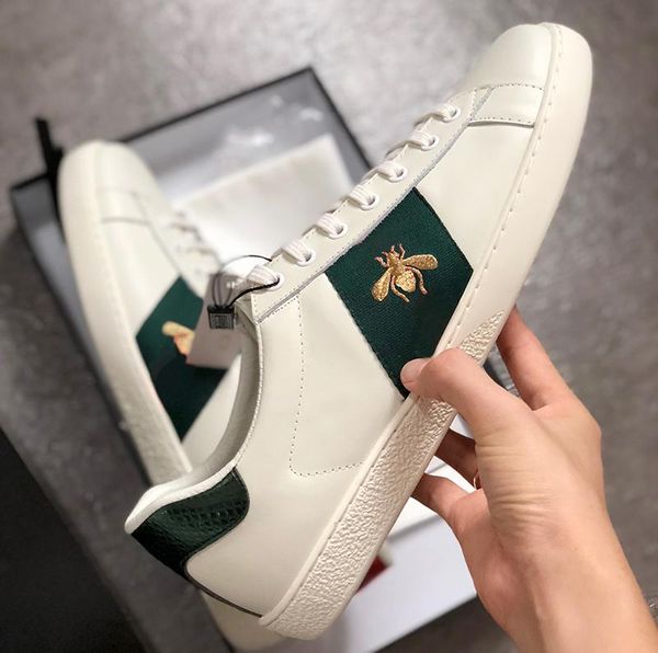 

genuine leather flats designer sneakers men women classic casual shoes python tiger bee flower embroidered cock love sneakers
