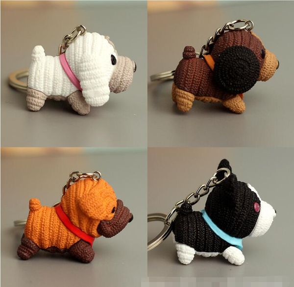

creative design dog mascot alloy key ring handmade wool dog doll pendant cute little gift accessories, Slivery;golden