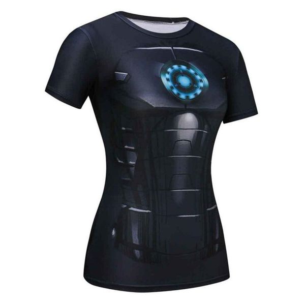 

superhero fitness female yoga t shirt women compression shirt sport short sleeve o-neck yoga gym tee femme, White;red