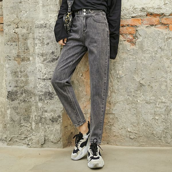 

151 # jeans women's harem pants loose casual korean style irregular waist design soot pants, Blue