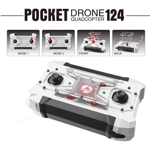 

fq777-124 pocket drone 4ch 6axis gyro quadcopter drones with switchable controller one key to return rtf uav rc helicopter mini drones