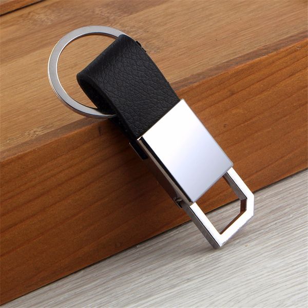 

car black leather metal keychain auto waist leather key chain keyfob keyrings keyholder for car keys man's gift, Silver