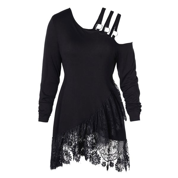 

plus size 5xl womens and blouses vintage lace cold shoulder long sleeve long blouses for woman 2019 gothic ladies, White