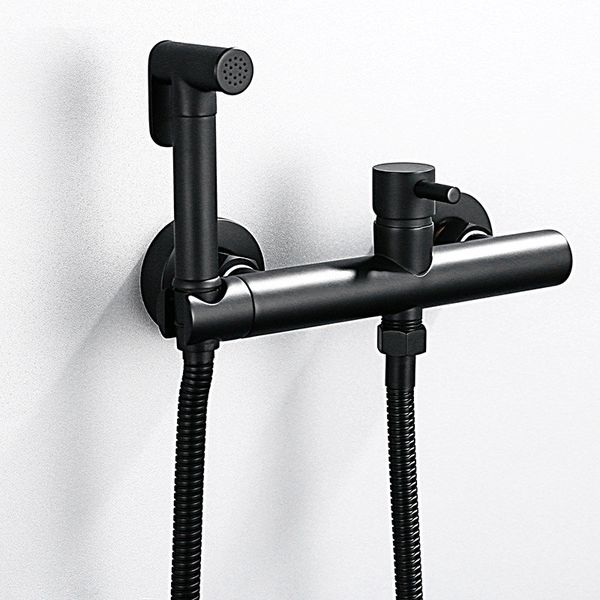 

black/chrome bathroom brass handheld bidet sprayer kit press jet and cold mixer valve wall mounted bidet faucet matte