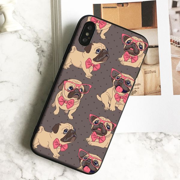 

capa luxury cute puppy dog phone case for iphone 11 pro xs max xr 8 7 6s plus 5 se case soft black tpu silicone cover.