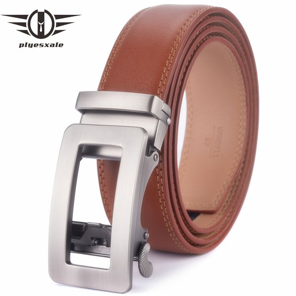 

plyesxale brown belt men 2018 luxury cow genuine leather belts for men mens auto belt ceinture homme luxe marque g25, Black;brown