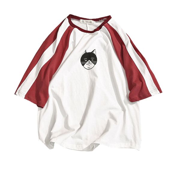

short-sleeved t-shirt men over the fire cec fifth sleeve short-sleeve ins harbor wind spell color loose half sleeve tide brand, White;black