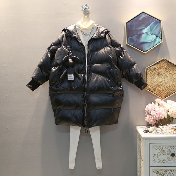 

z-zoux women parka winter outwear jacket coat hooded thickened winter woman coat loose casual down jacket long parka, Black