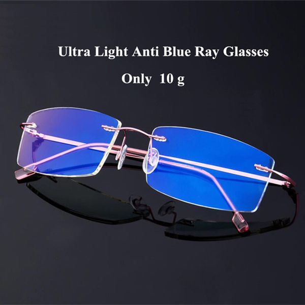 

titanium alloy rimless anti blue light glasses frame male female goggles ultra-light radiation-resistant computer gaming eyewear, White;black