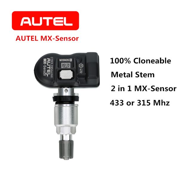 

autel mx-sensor 2 in 1 433 or315 mhz tpms clamp-in dual frequency 100% cloneable 8pcs/lot metal stem tire pressure vacuum tester