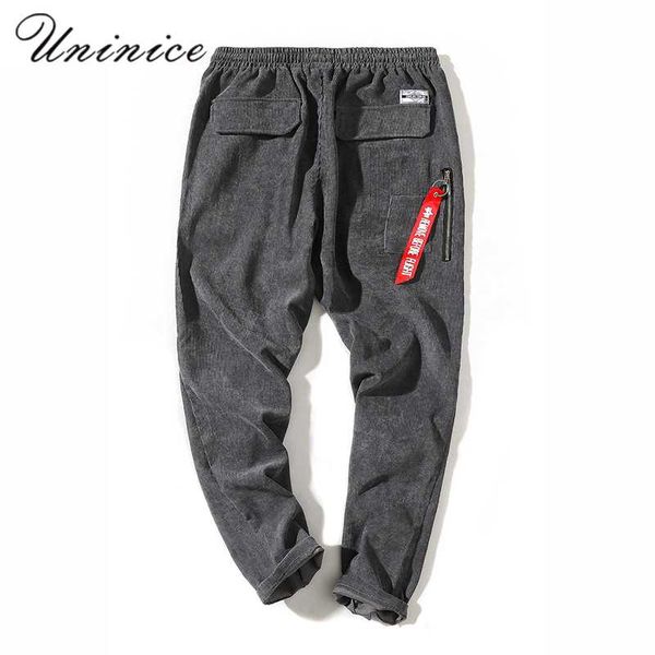 

new autumn men's plus size 5xlcasual pants nine point teenagers pants ribbon corduroy trousers male winter warm pocket, Black