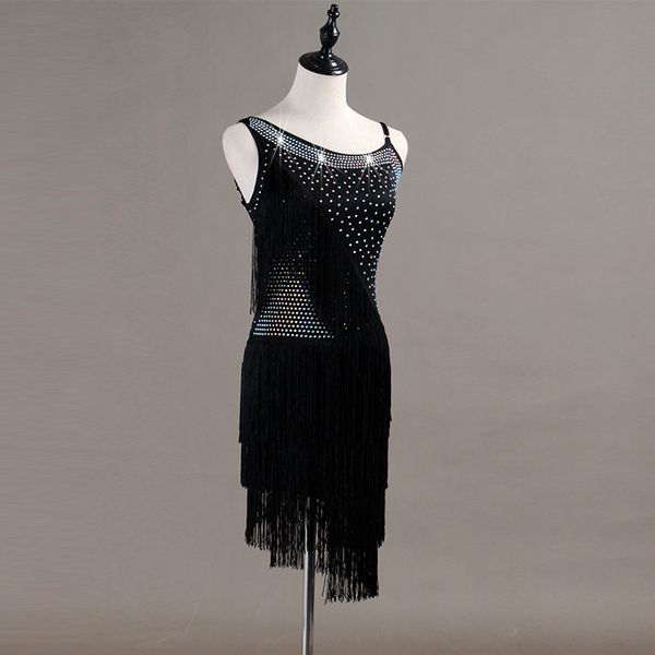 

brand women latin dance dresses for women black lace club party dancer singer entertainer fringe tassel black dress, Black;red