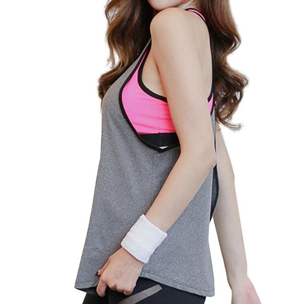 

женщины поддельные 2-х частей tank tops дышащий quick dry противоударный йога фитнес bra hb88, Black;blue