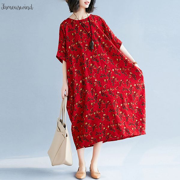 

women dress plus size linen female prairie chic summer floral vintage lady vestidos loose large cloting long dress, Black;gray