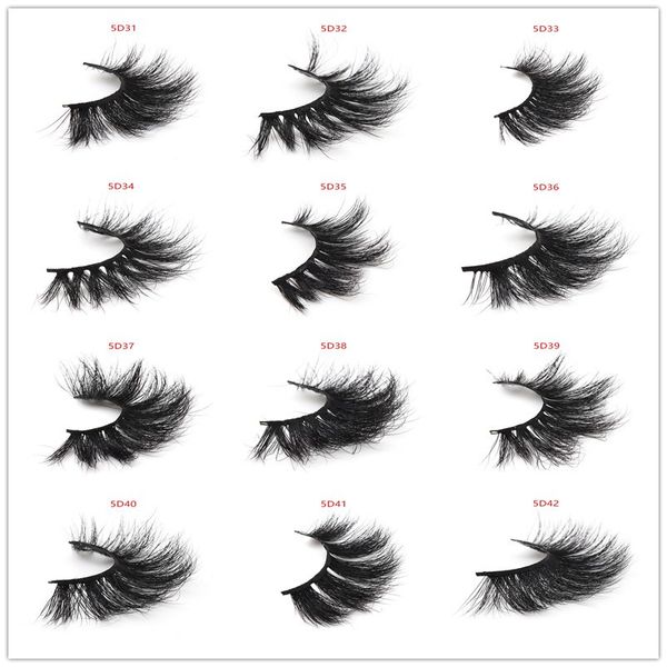 

5d mink eyelashes false lashes natural thick volume messy 12 styles extended version 25mm