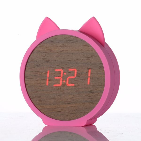 

alarm clock digital date snooze function wake up projector environmentally friendly silicone wood silent led clock despertador