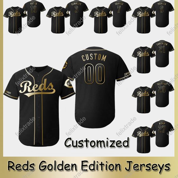 

Cincinnati 2019 Golden Edition Reds Johnny Bench Jersey Barry Larkin Jersey Joey Votto Pete Rose Chris Sabo Scooter Gennett Baseball Jerseys