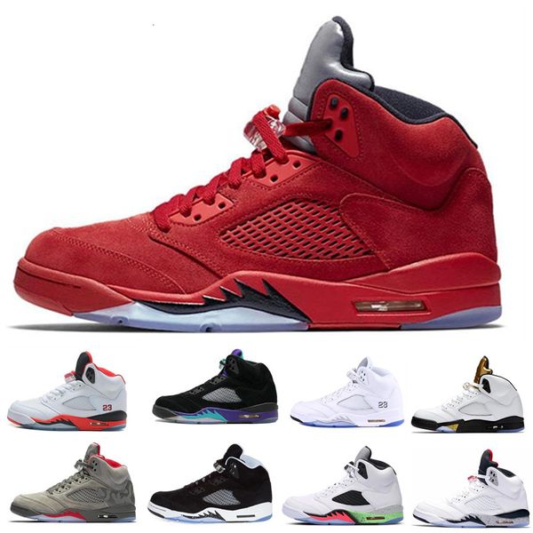 

2019 mens basketball shoes 5 5s black grape white cement oreo olympic gold medal space jam blue fire red sport sneakers size 7-13
