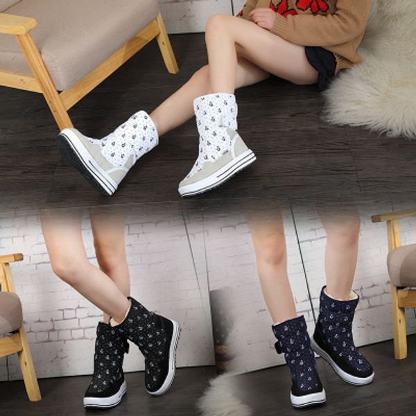 

female boot winter shoes women fashion warm thick fur buckle style big plus size 34 to 41 easy wear, Black