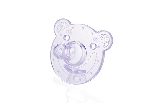 

1pcs suckling baby cartoon all silica gel breast milk round-headed pacifier purple bear m-12004