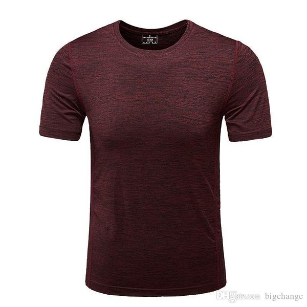 

men's short-sleeved t-shirt 2019 trend clothes slim solid color sports running fitness quick-drying round neck half-sleeved shirt, White;black