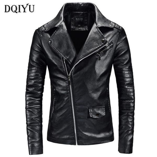 

new leather jacket simple motorcycle leather jacket men pu coat slim fit black biker male jaqueta couro masculina