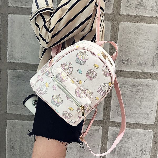 

leftside 2018 women pu leather lovely printing feminine backpack female small backpacks for teenage girls rucksack sac a dos j190628