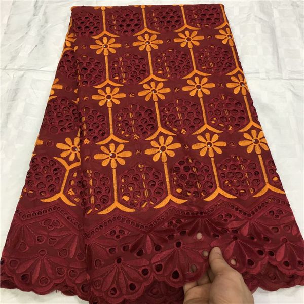 

red /orange african swiss 100% cotton lace fabric stoned swiss voile lace in switzerland nigerian voile fabric for wedding, Pink;blue