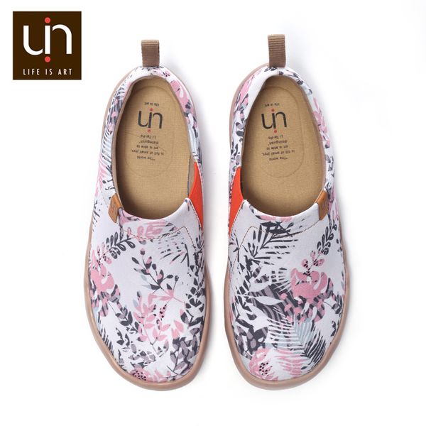 

uin flora in march design painted slip-on canvas shoes women casual travel flats fashion round toe ladies loafers, Black