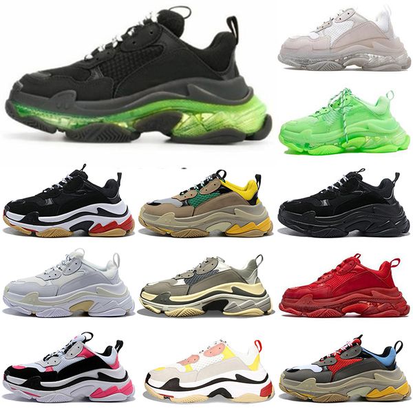

2020 new arrival paris triple s clear sole clunky sneaker dad shoes designer luxury black green white brown pink woman man for size