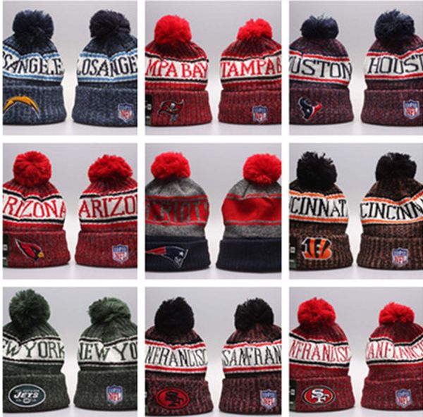 

2019 новые зимние шапочки вязаные шапки спортивные команды бейсбол футбол баскетбол шапочки шапки женщины мужчины пом мода зима топ шапки, Blue;gray