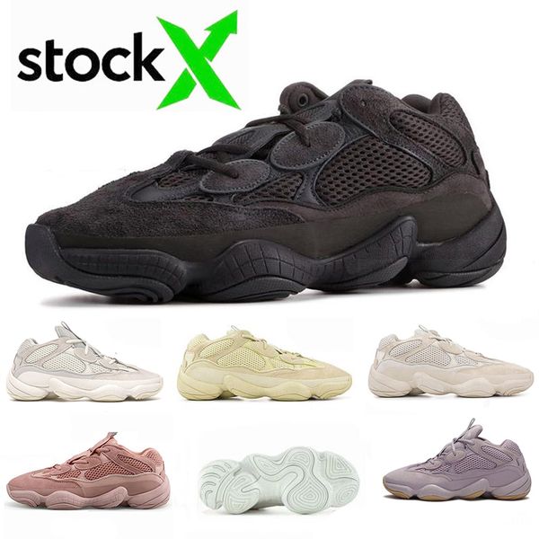 

fashion kanye west 500 soft-vision men women running shoes blush bone white salt super moon yellow utility black sport sneakers, White;red