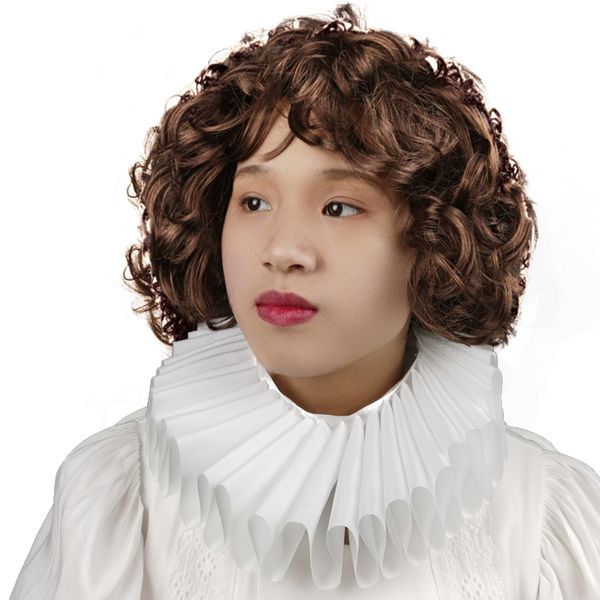 

renaissance elizabethan ruffled collar neck women victorian costume halloween cosplay christmas gift accessories, Silver