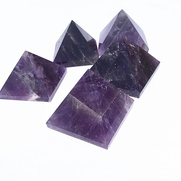 

other hand polishend natural dream amethyst quartz crystal pyramid/tower reiki healing, Blue;slivery