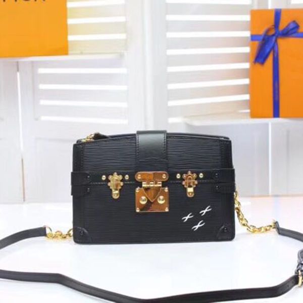 

2020 wholesale designer clutch box original handbags evening bags excellent quality leather purse petite malle box messenger shoulder bag
