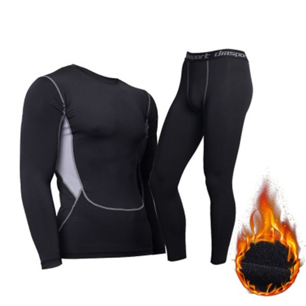 

men winter thermal underwear pant+clothing men quick dry warm long johns set male warm fitness thermo underwear set, Black;white