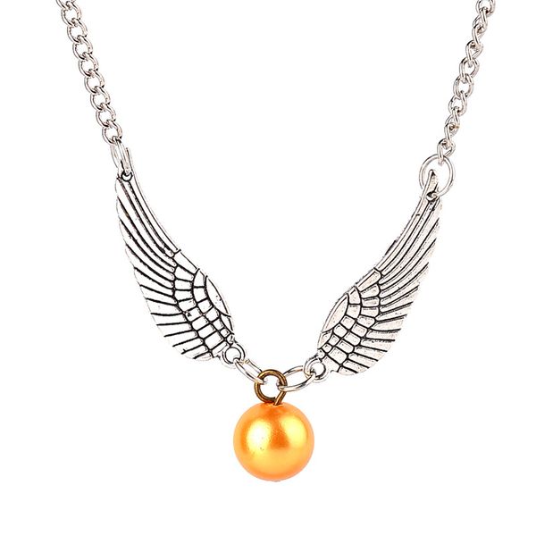 10 geométrica redonda ouro snitch tempo amor pingente colar de penas anjo asas colares vintage homens filme sorte mulher mãe homens homens presentes jóias