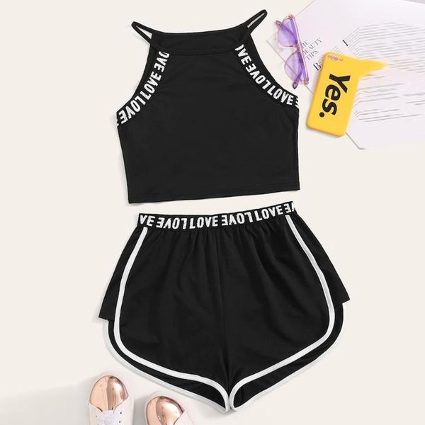 

yoga set women seamless sport suit letter sportswear for women fitness sleeveless gym short female running workout clothesdg4#